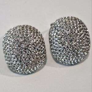 Ciner dome rhinestone clip earrings - vintage